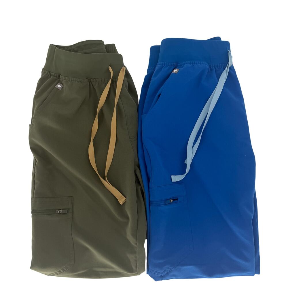 Set of 2 FIGS Jogger Scrub Pants Womens Small 1000207‎ Technical Blue/Green